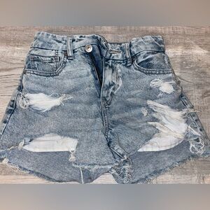 American Eagle Outfitters Light Blue Distressed Jean Shorts